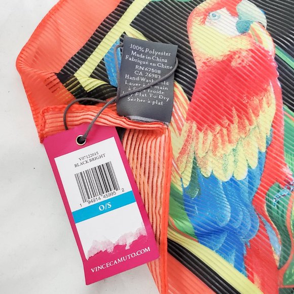 Vince Camuto Parrot Tropical Bird Scarf Semi-sheer NWT - Picture 6 of 8